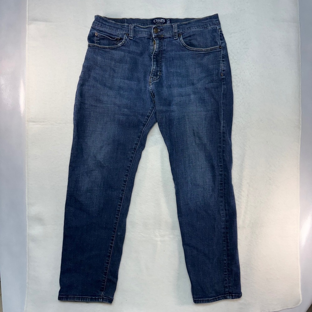 Chaps Mens Straight Fit Blue Jeans Medium‎ Wash Denim 34x30